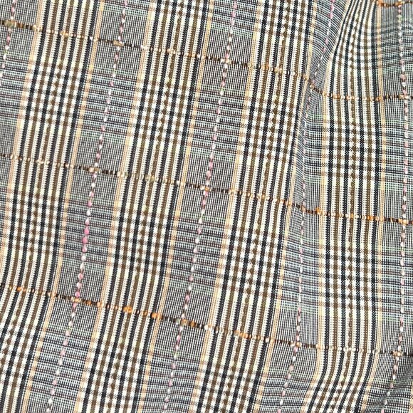 Vintage Woven Plaid Knit High Rise Long Straight Bootcut Flare Leg Trouser Pants - Picture 5 of 6